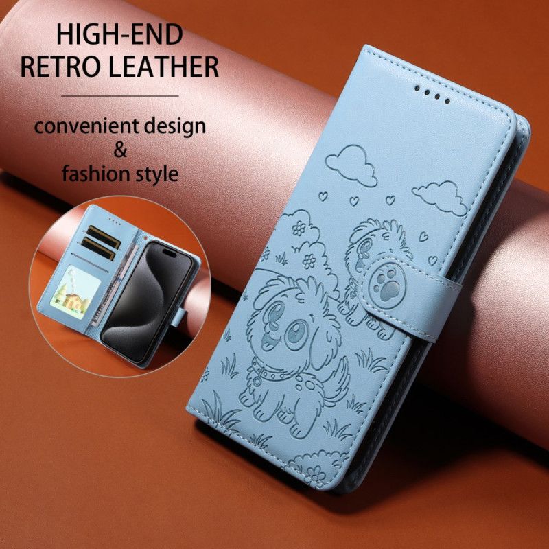 Folio Deksel Til Vivo X300 Rfid-beskyttelse Med Hundegravering