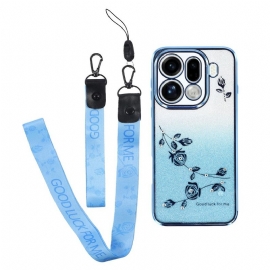 Deksel Til Oppo Find X9 Pro 5g Blomster Og Strass Med Stropper