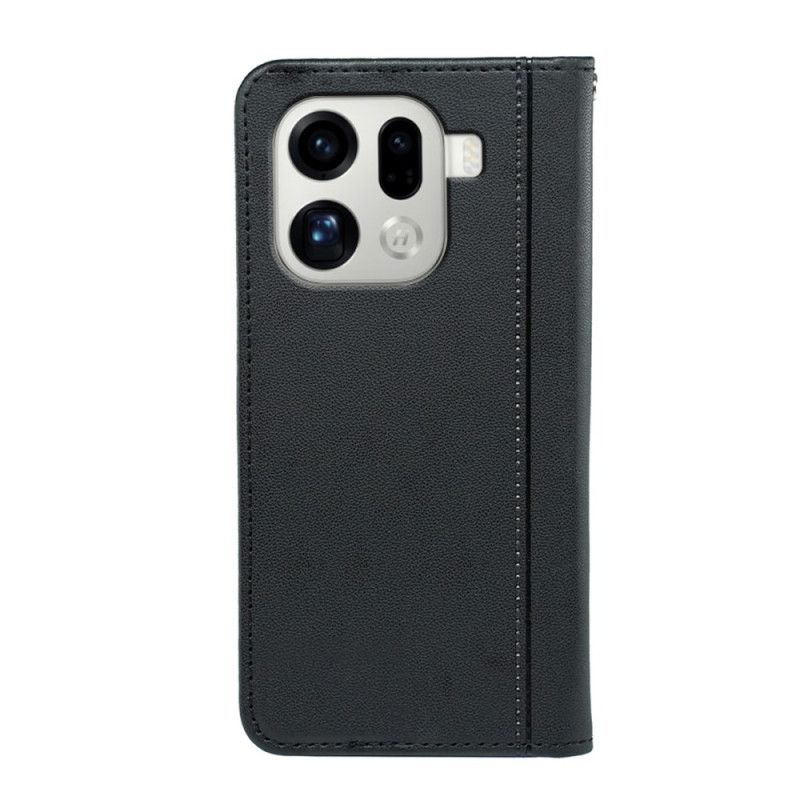 Folio Deksel Lær Oppo Find X9 Pro 5g Mobildeksel Kant Med Stropp