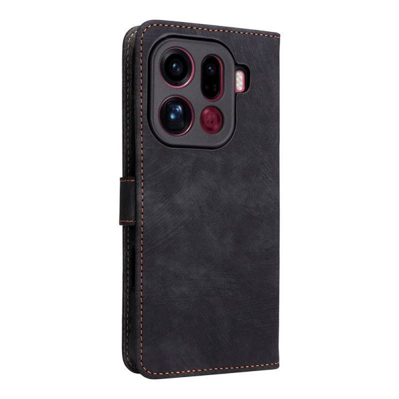 Folio Deksel Til Oppo Find X9 Pro 5g Semsket Skinn-effekt Med Stropper