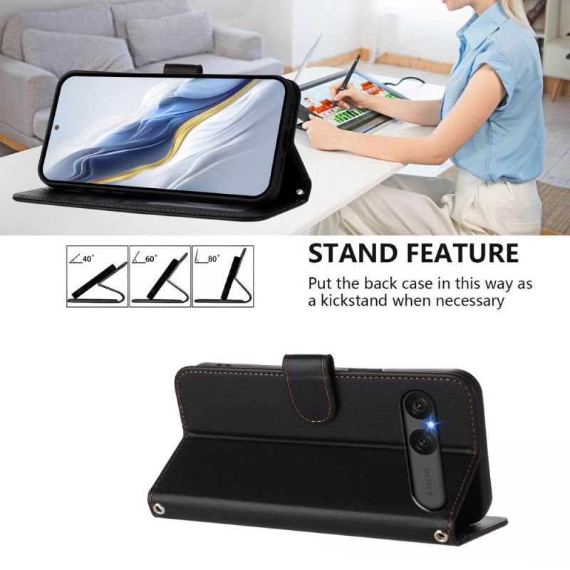 Folio Deksel Sony Xperia 10 Vii Ensfarget Kunstskinn