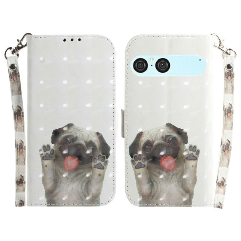 Folio Deksel Sony Xperia 10 Vii Mopsmønstersnor Beskyttelse Deksel
