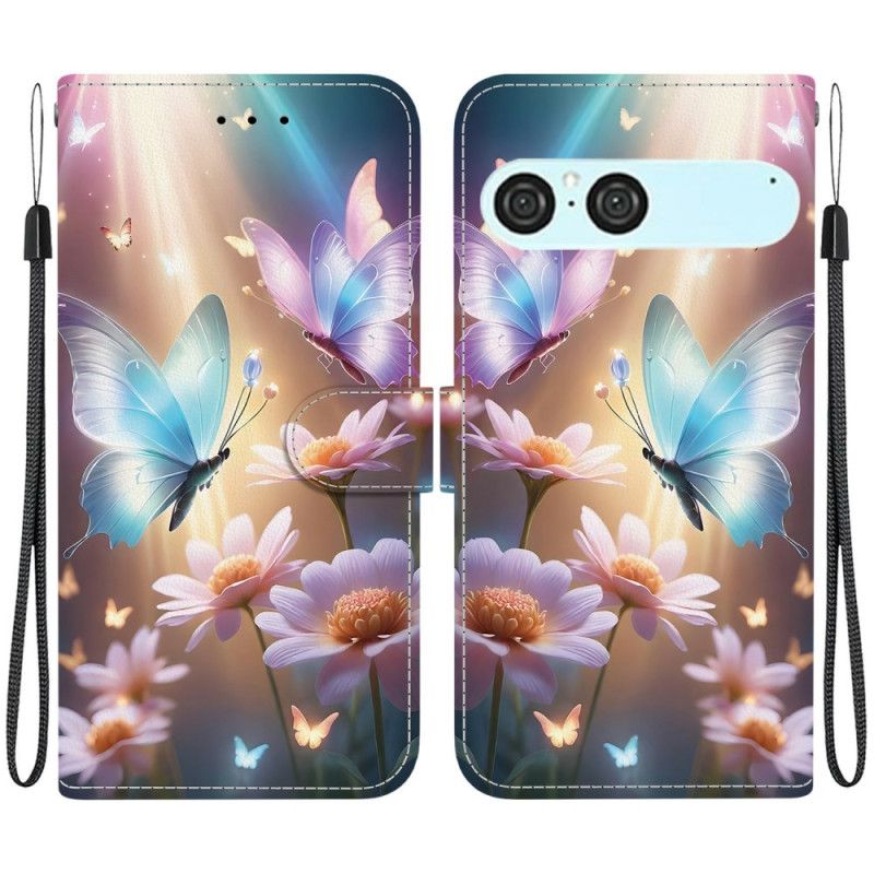 Folio Deksel Sony Xperia 10 Vii Opplyste Sommerfugler