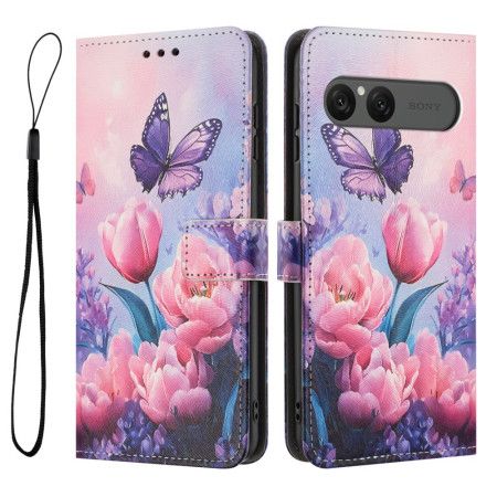 Folio Deksel Til Sony Xperia 10 Vii Rosa Blomstermønster