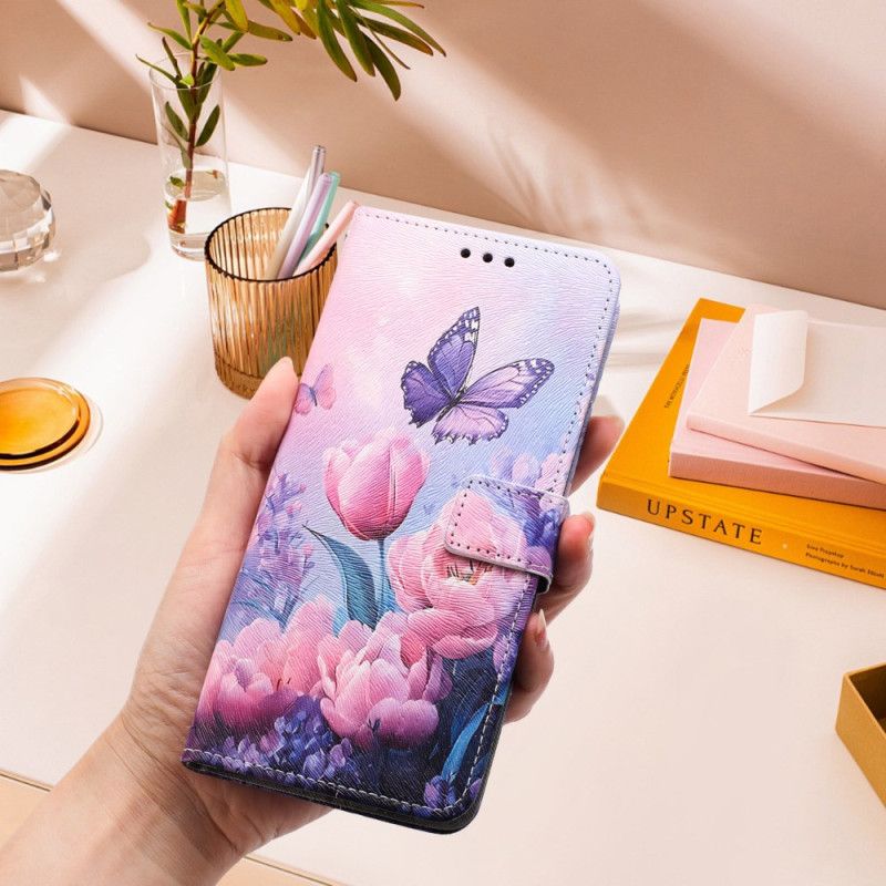 Folio Deksel Til Sony Xperia 10 Vii Rosa Blomstermønster