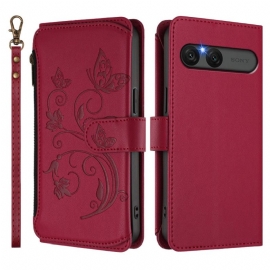 Lærdeksel Folio Deksel Sony Xperia 10 Vii Mobildeksel Blomster-rfid-lommebok