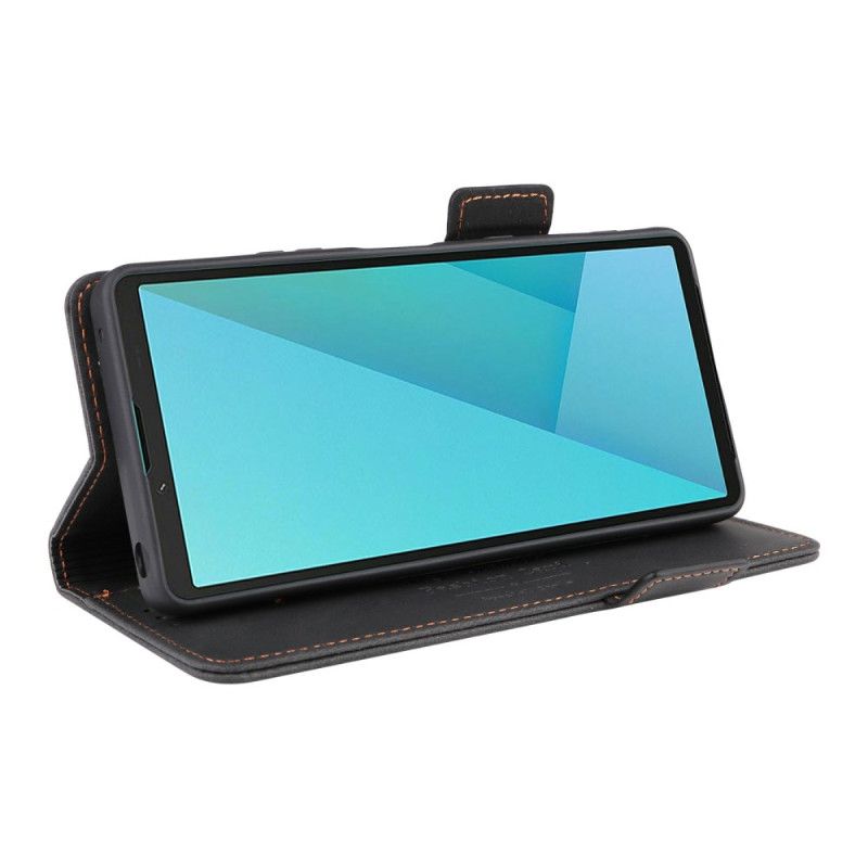 Lærdeksel Folio Deksel Sony Xperia 10 Vii Mobildeksel Retro Semsket Skinneffekt