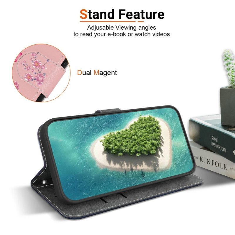 Lærdeksel Folio Deksel Sony Xperia 10 Vii Mobildeksel Sakura-mønster