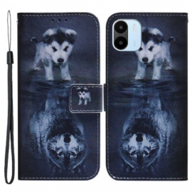 Folio Deksel Til Xiaomi Redmi A1 Refleksjon Av Hund