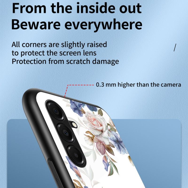 Deksel Samsung Galaxy A17 4g / 5g Blomster I Herdet Glass