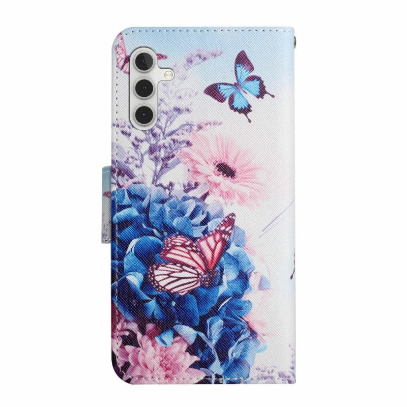Folio Deksel Til Samsung Galaxy A17 4g / 5g Sommerfugler Og Blomster
