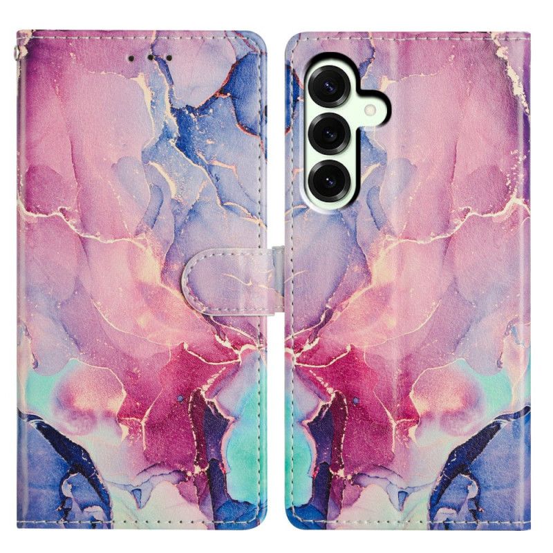 Lærdeksel Folio Deksel Samsung Galaxy A17 4g / 5g Mobildeksel Grønn Og Rosa Marmor