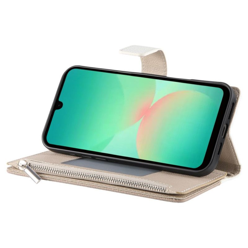 Lærdeksel Folio Deksel Samsung Galaxy A17 4g / 5g Mobildeksel Lommebok Med Glidelås Og Stropper