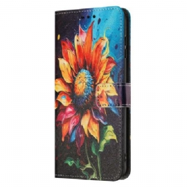 Lærdeksel Folio Deksel Samsung Galaxy A17 4g / 5g Mobildeksel Solsikkemønster