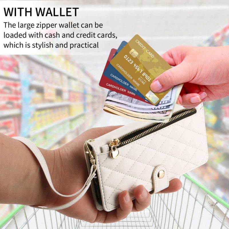 Lærdeksel Folio Deksel Samsung Galaxy A17 4g / 5g Vattert Med Stropp Og Skulderstropp