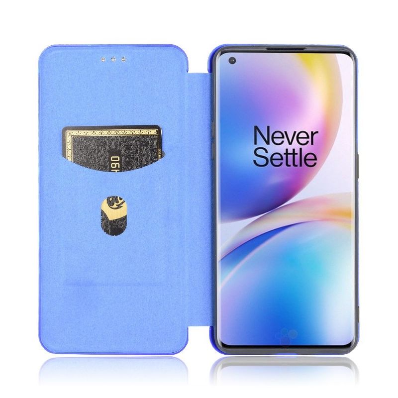 Lærdeksel Til OnePlus 8 Pro Originalitet Karbonfibereffekt - Blå
