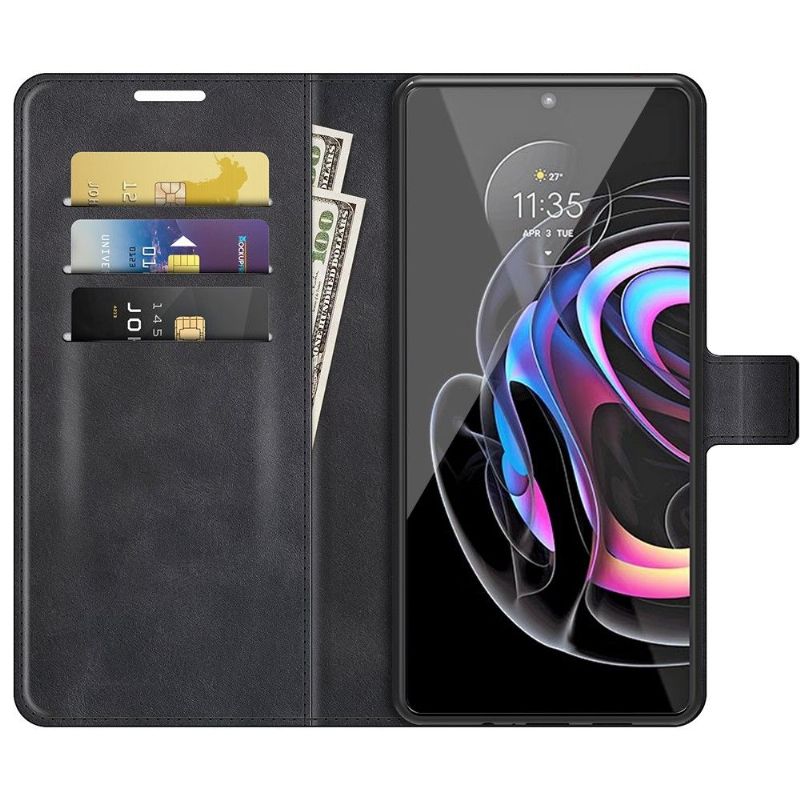 Lærdeksel Til Motorola Edge 20 Pro Lommebok Lærdeksel Skinnstil