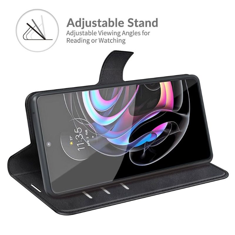 Lærdeksel Til Motorola Edge 20 Pro Lommebok Lærdeksel Skinnstil