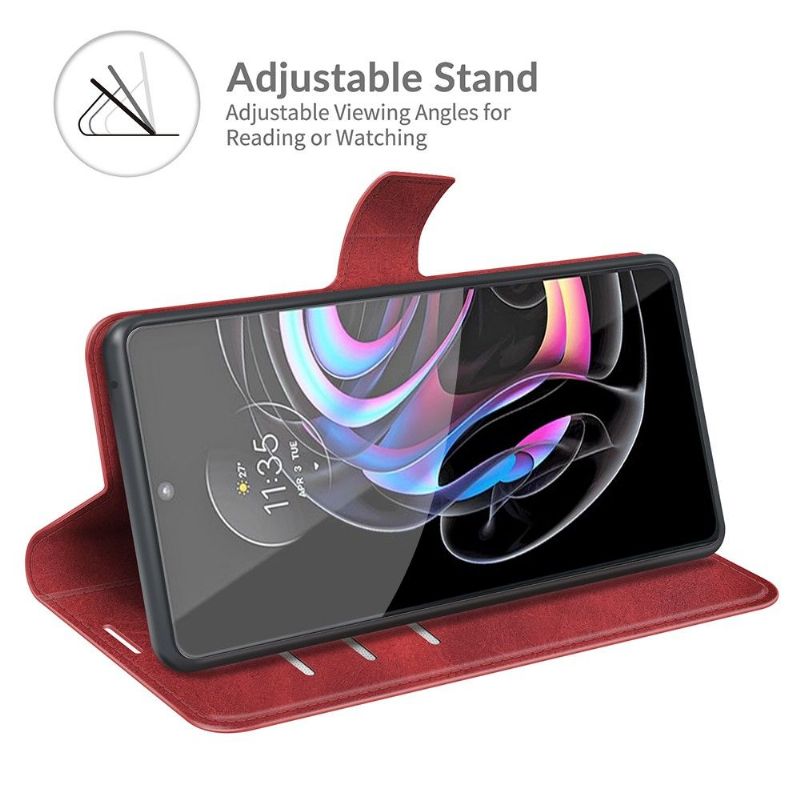 Lærdeksel Til Motorola Edge 20 Pro Lommebok Lærdeksel Skinnstil