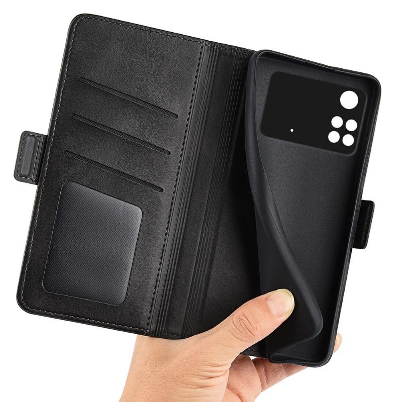 Etui Til Poco M4 Pro 4G Anti-fall Lommebok Deksel I Matt Kunstskinn