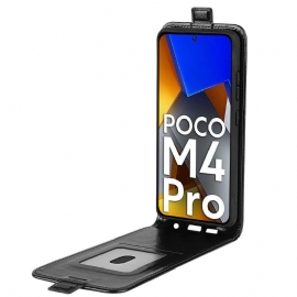 Folio Deksel Til Poco M4 Pro 4G Anti-fall Lærdeksel Vertikal Kunstskinn