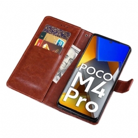 Lærdeksel Til Poco M4 Pro 4G Originalitet Folio Deksel Idewei Folio Skinneffekt
