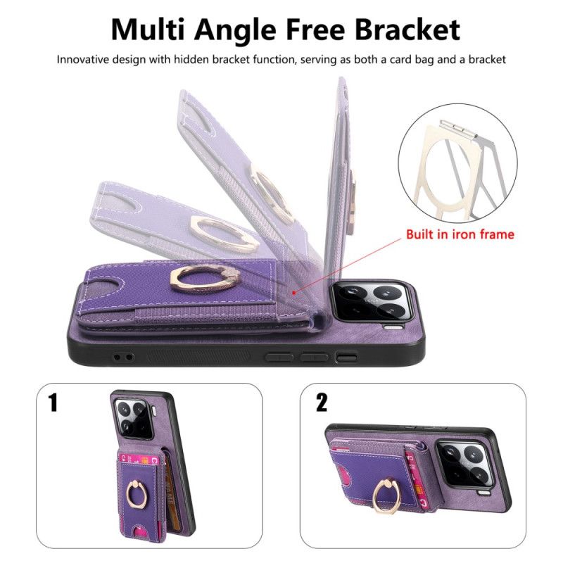 Deksel Xiaomi 15 Avtakbar Kortholder Og Stativ I Semsket Skinneffekt