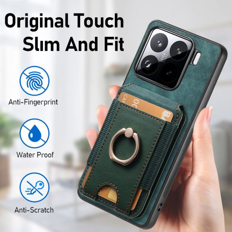 Deksel Xiaomi 15 Avtakbar Kortholder Og Stativ I Semsket Skinneffekt