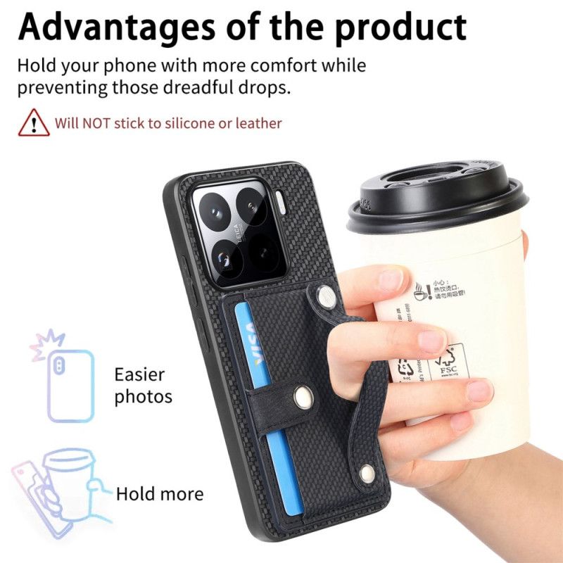 Deksel Xiaomi 15 Kortholder Og Stropp I Karbonfiber