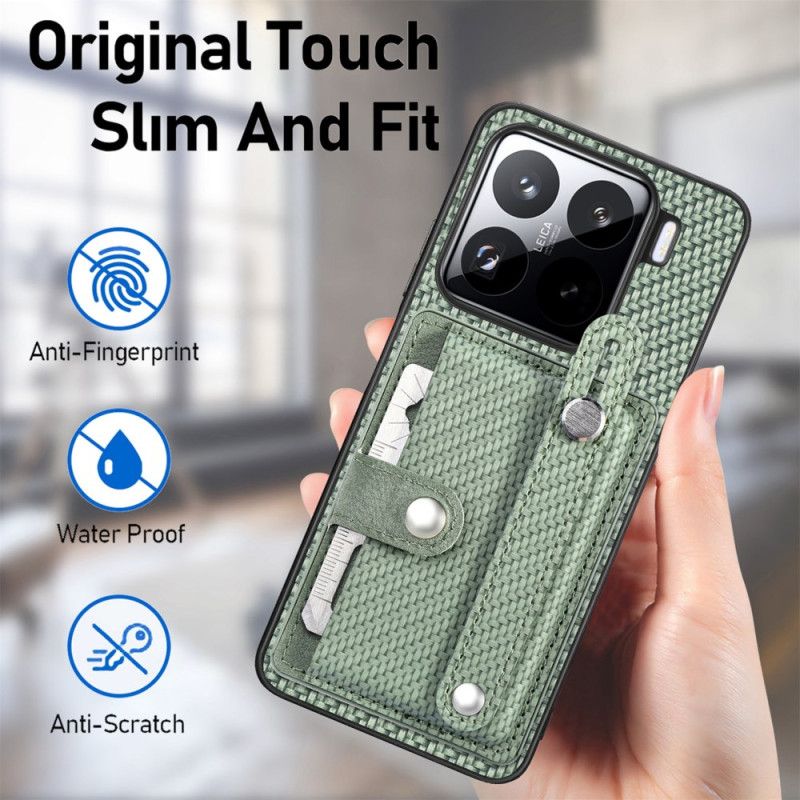 Deksel Xiaomi 15 Kortholder Og Stropp I Karbonfiber