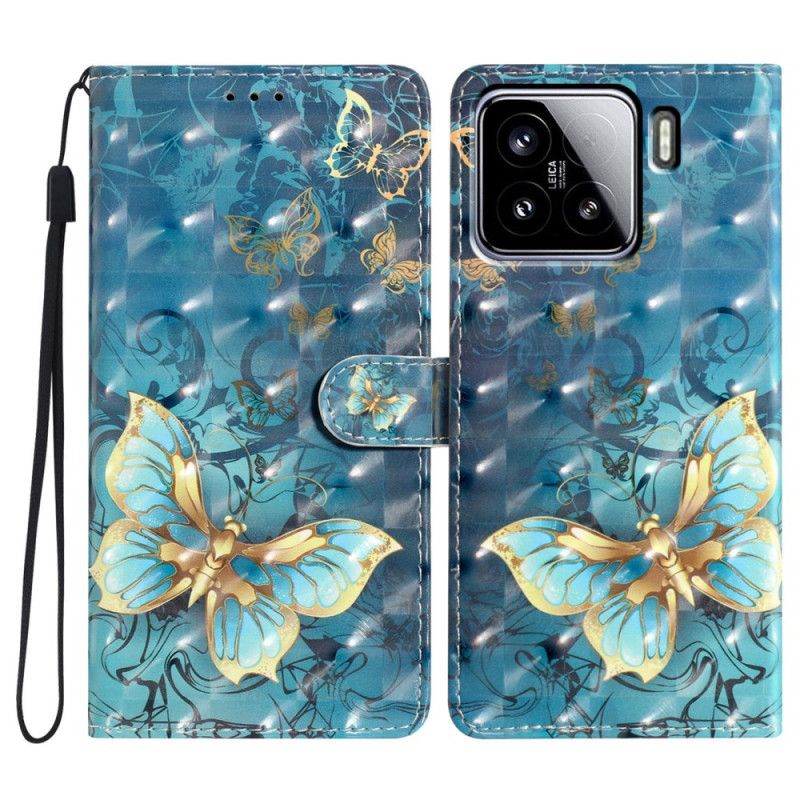 Folio Deksel Til Xiaomi 15 3d-sommerfugler