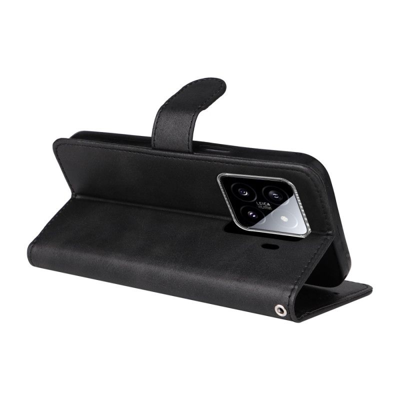 Folio Deksel Til Xiaomi 15 Ensfarget Lærrem