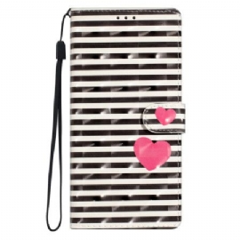 Folio Deksel Xiaomi 15 3d-striper Og Hjerter