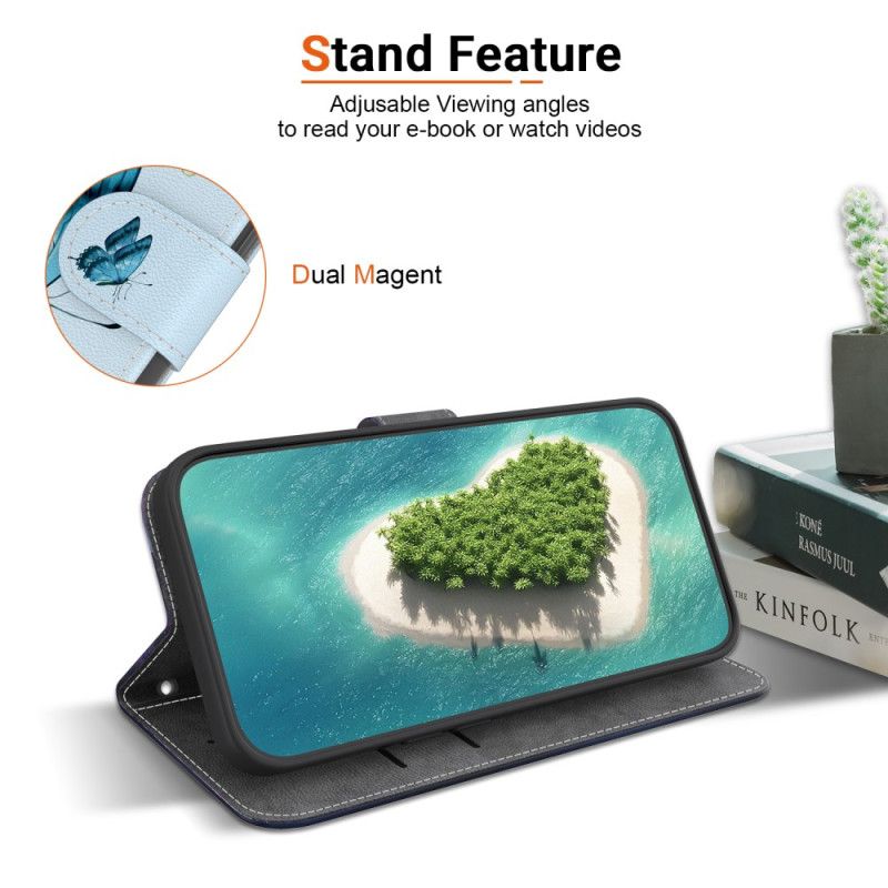 Folio Deksel Xiaomi 15 Blå Sommerfugler Og Blomster