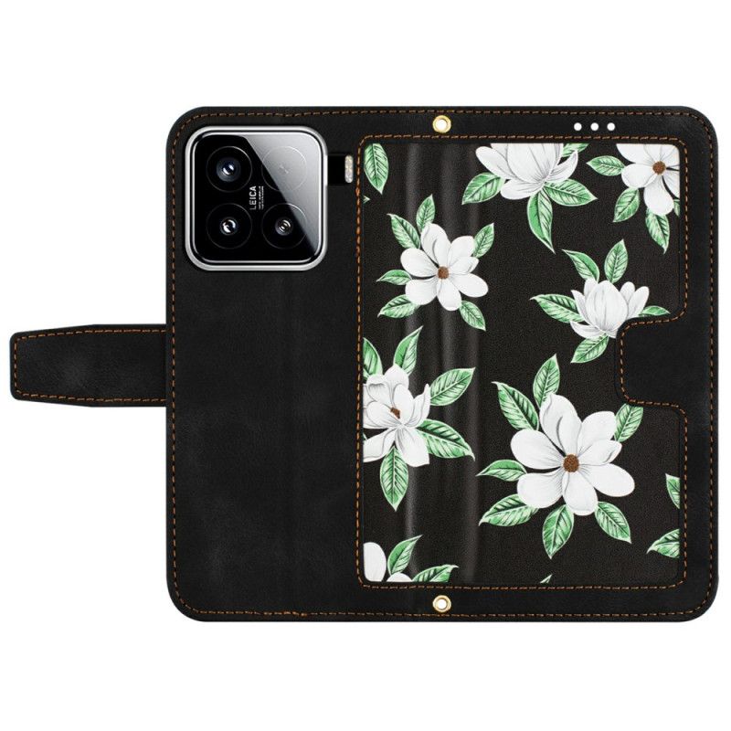 Folio Deksel Xiaomi 15 Blomsterlommebok Beskyttelse Deksel