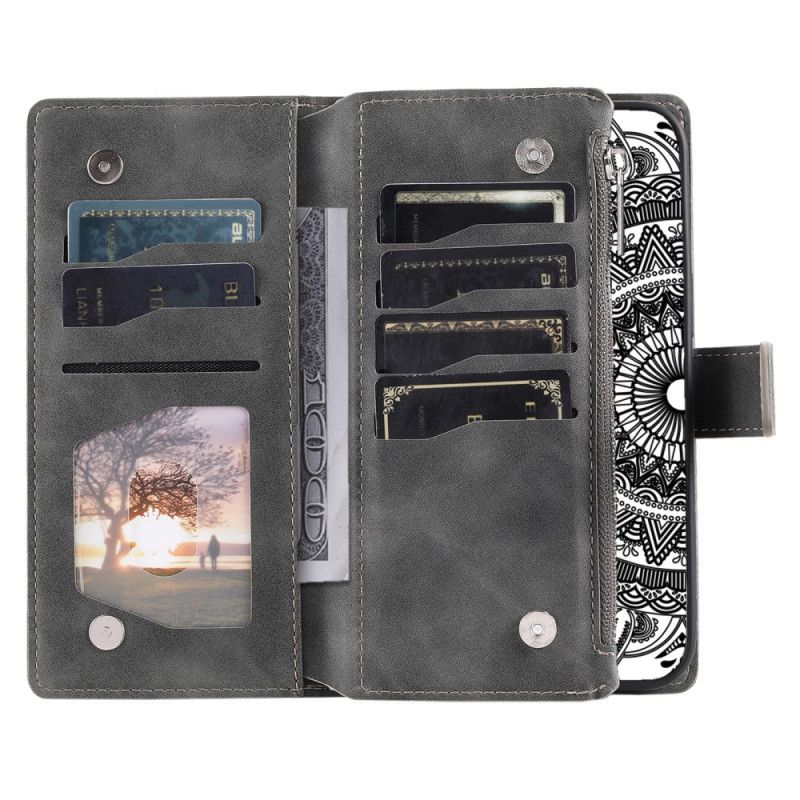 Folio Deksel Xiaomi 15 Lommebok Med Mandala-effekt I Semsket Skinn Beskyttelse Deksel