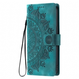 Folio Deksel Xiaomi 15 Mandala-imitasjon I Semsket Skinn Beskyttelse Deksel