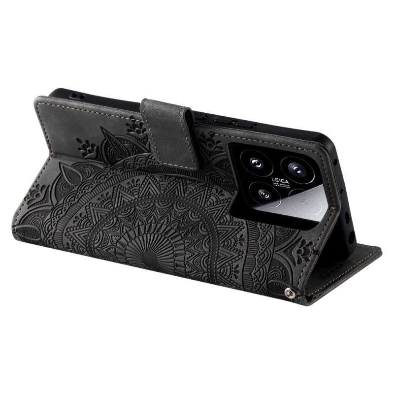 Folio Deksel Xiaomi 15 Mandala-imitasjon I Semsket Skinn Beskyttelse Deksel