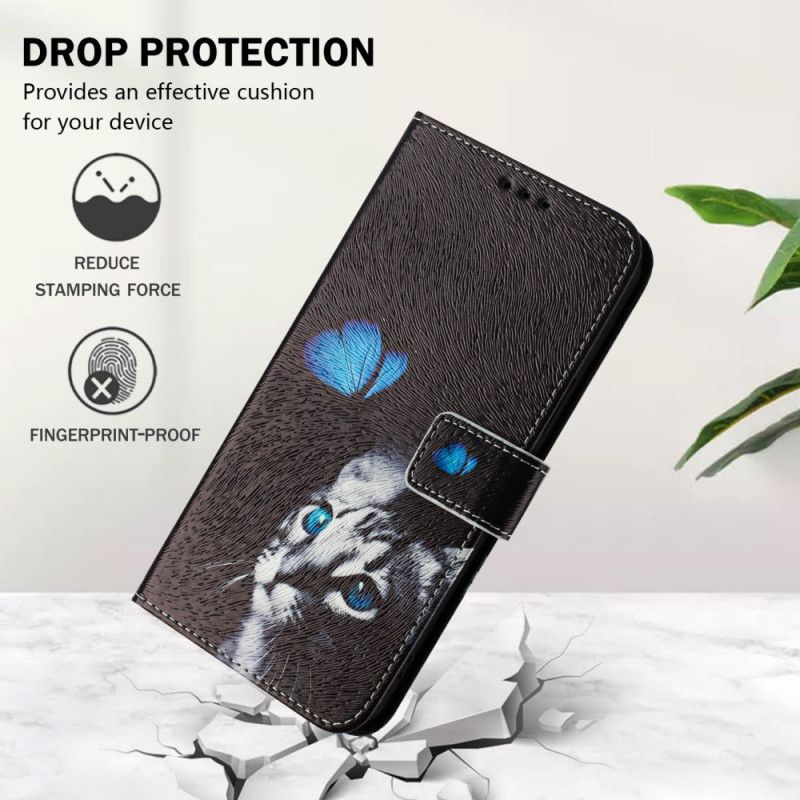 Folio Deksel Xiaomi 15 Sommerfugl Og Katt Beskyttelse Deksel