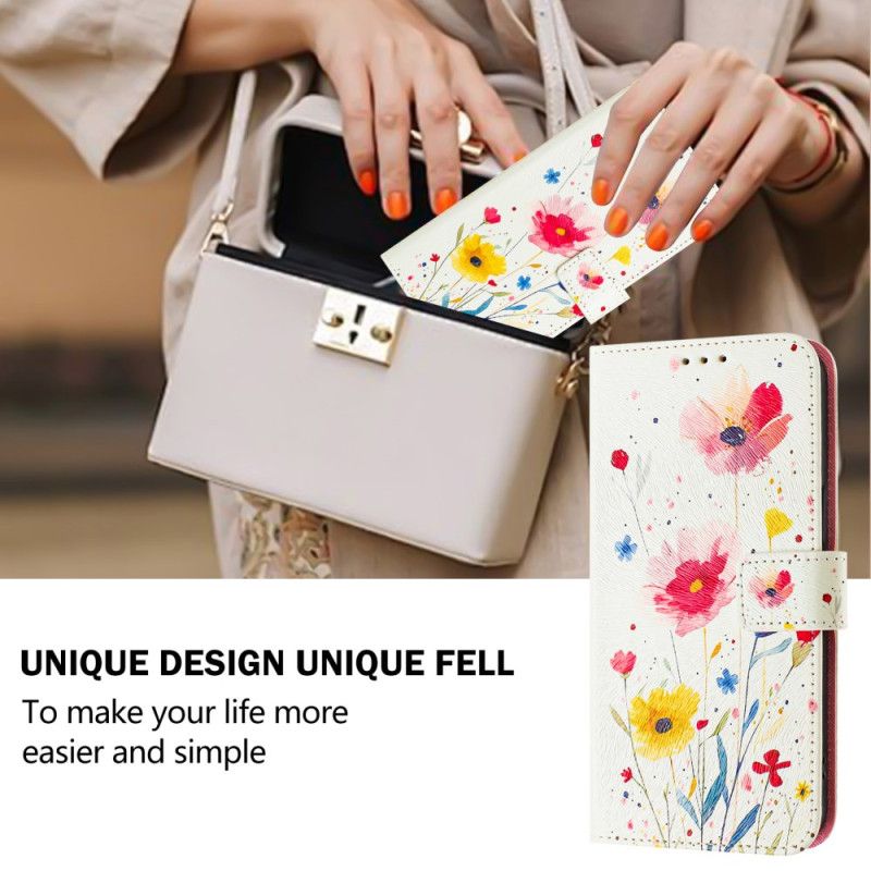 Lærdeksel Folio Deksel Xiaomi 15 Mobildeksel Blomstermotiv