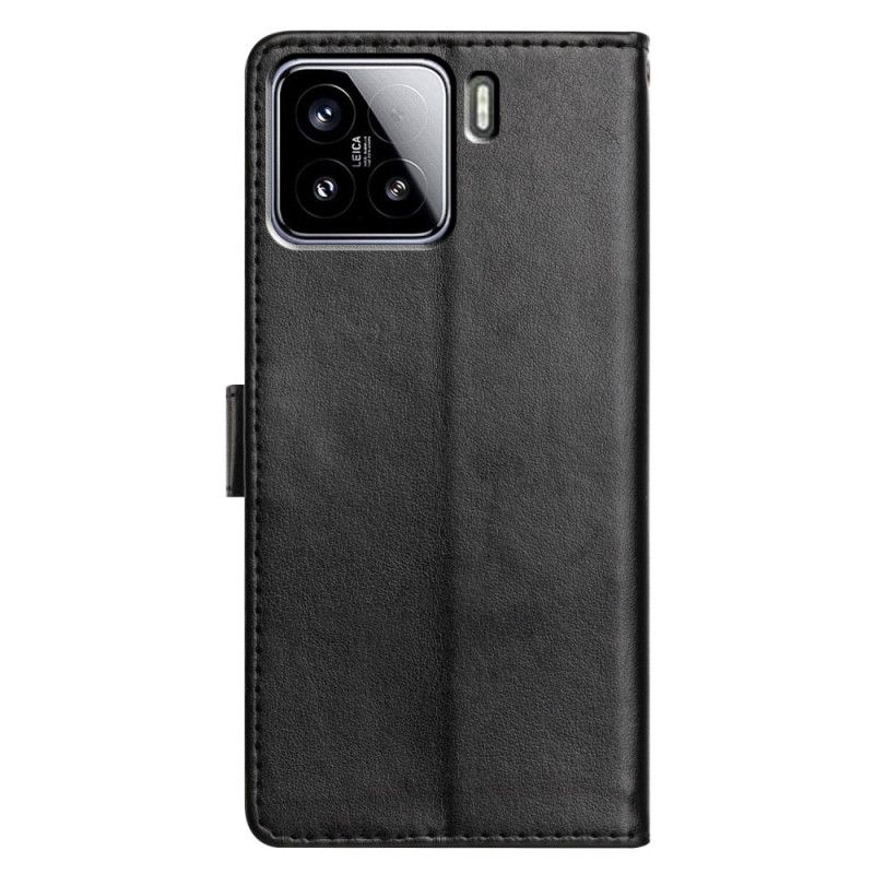 Lærdeksel Folio Deksel Xiaomi 15 Mobildeksel Enkel Rem I Kunstskinn