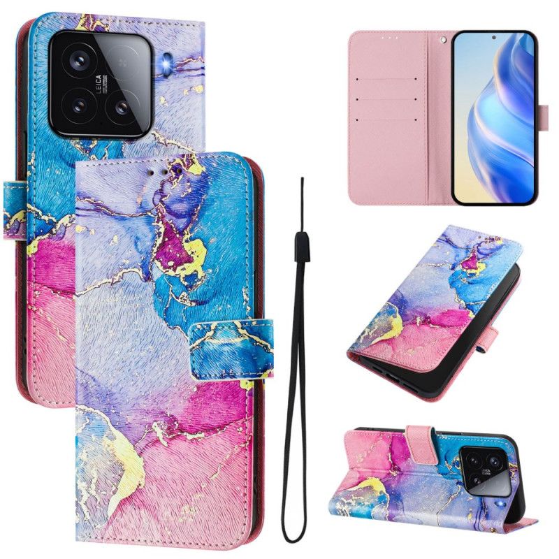 Lærdeksel Folio Deksel Xiaomi 15 Mobildeksel Flerfarget Marmor