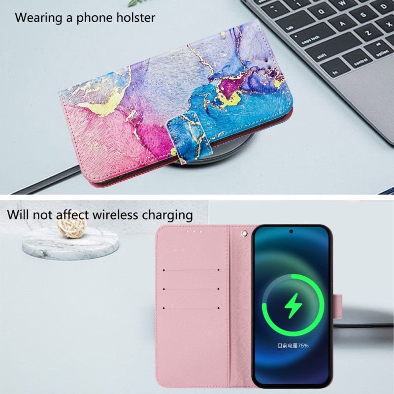 Lærdeksel Folio Deksel Xiaomi 15 Mobildeksel Flerfarget Marmor