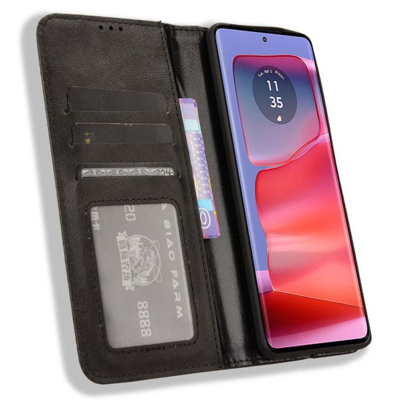 Folio Deksel Lær Motorola Edge 50 Pro Mobildeksel Vintage Frise