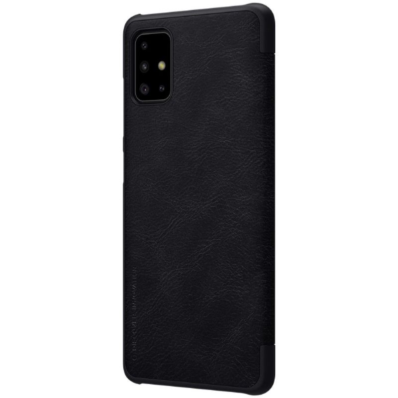 Folio Deksel Til Samsung Galaxy A71 Anti-fall Nillkin Faux Leather Cover - Svart