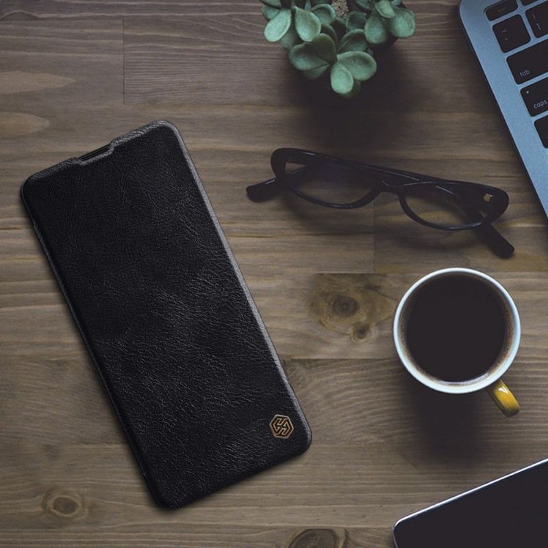 Folio Deksel Til Samsung Galaxy A71 Anti-fall Nillkin Faux Leather Cover - Svart