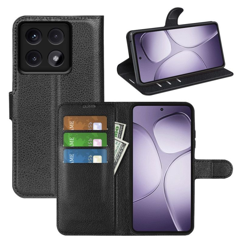 Lærdeksel Folio Deksel Xiaomi 14t Pro Mobildeksel Litchi Kunstskinn