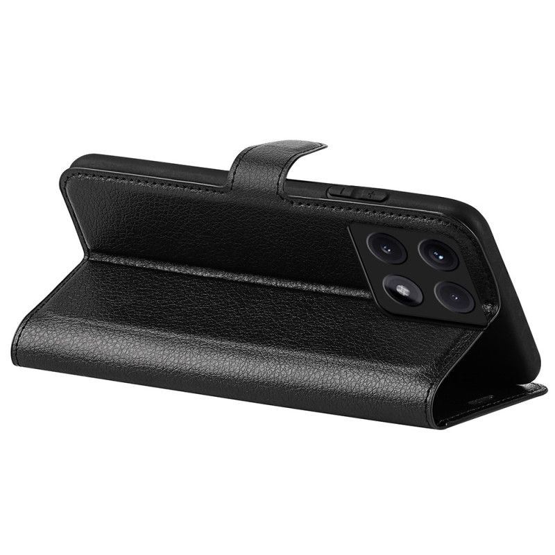 Lærdeksel Folio Deksel Xiaomi 14t Pro Mobildeksel Litchi Kunstskinn