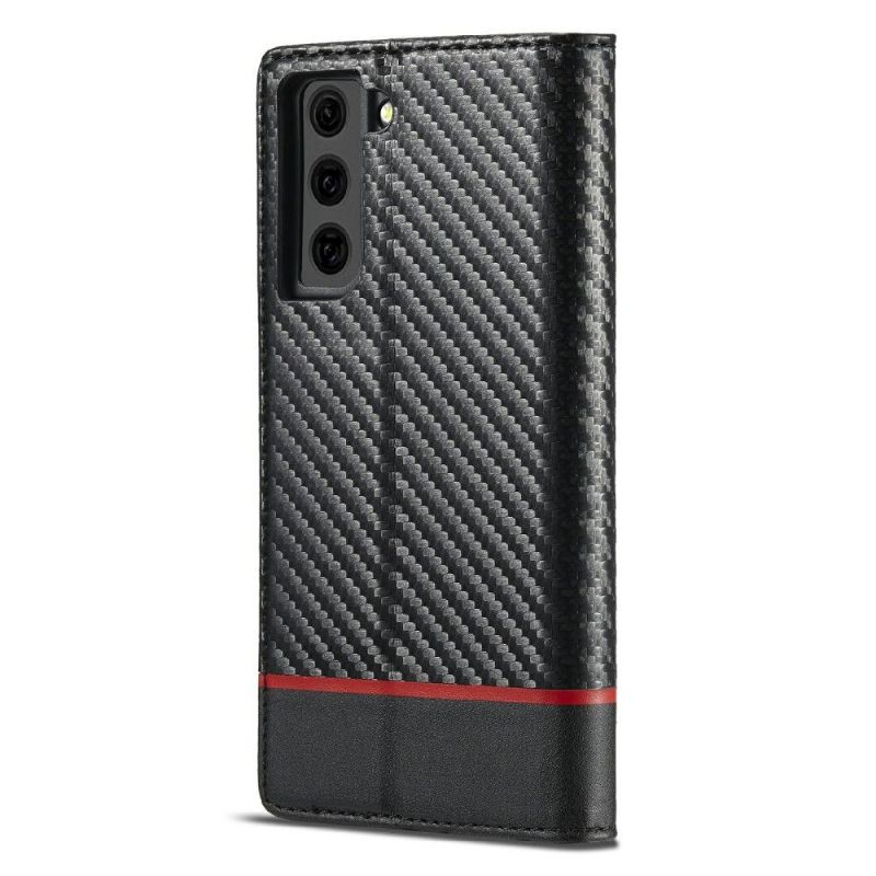 Folio Deksel Til Samsung Galaxy S21 FE Karbonfiber Skinneffekt