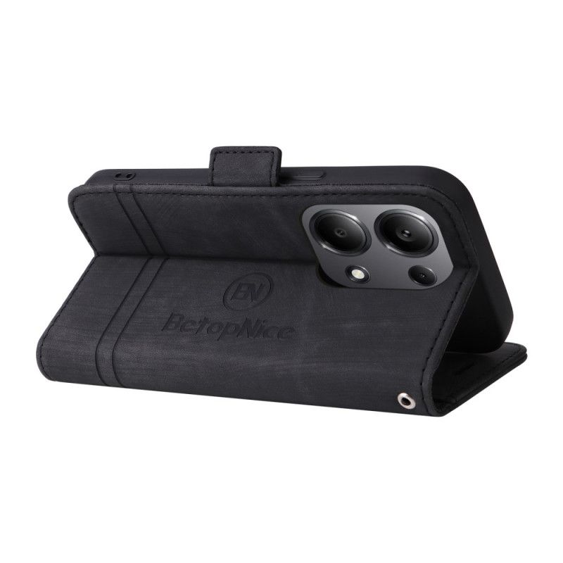 Lærdeksel Folio Deksel Xiaomi Redmi Note 14s Med Stropp Betopnice